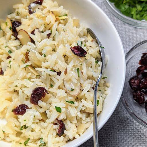 Stovetop White Rice with Almonds and Craisins
