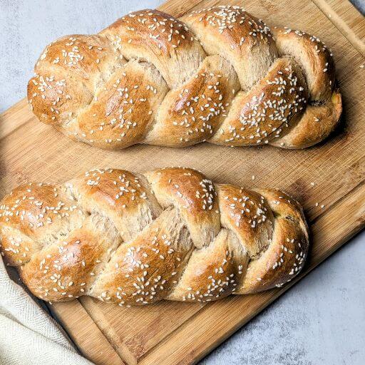 Loaves of whole wheat challah